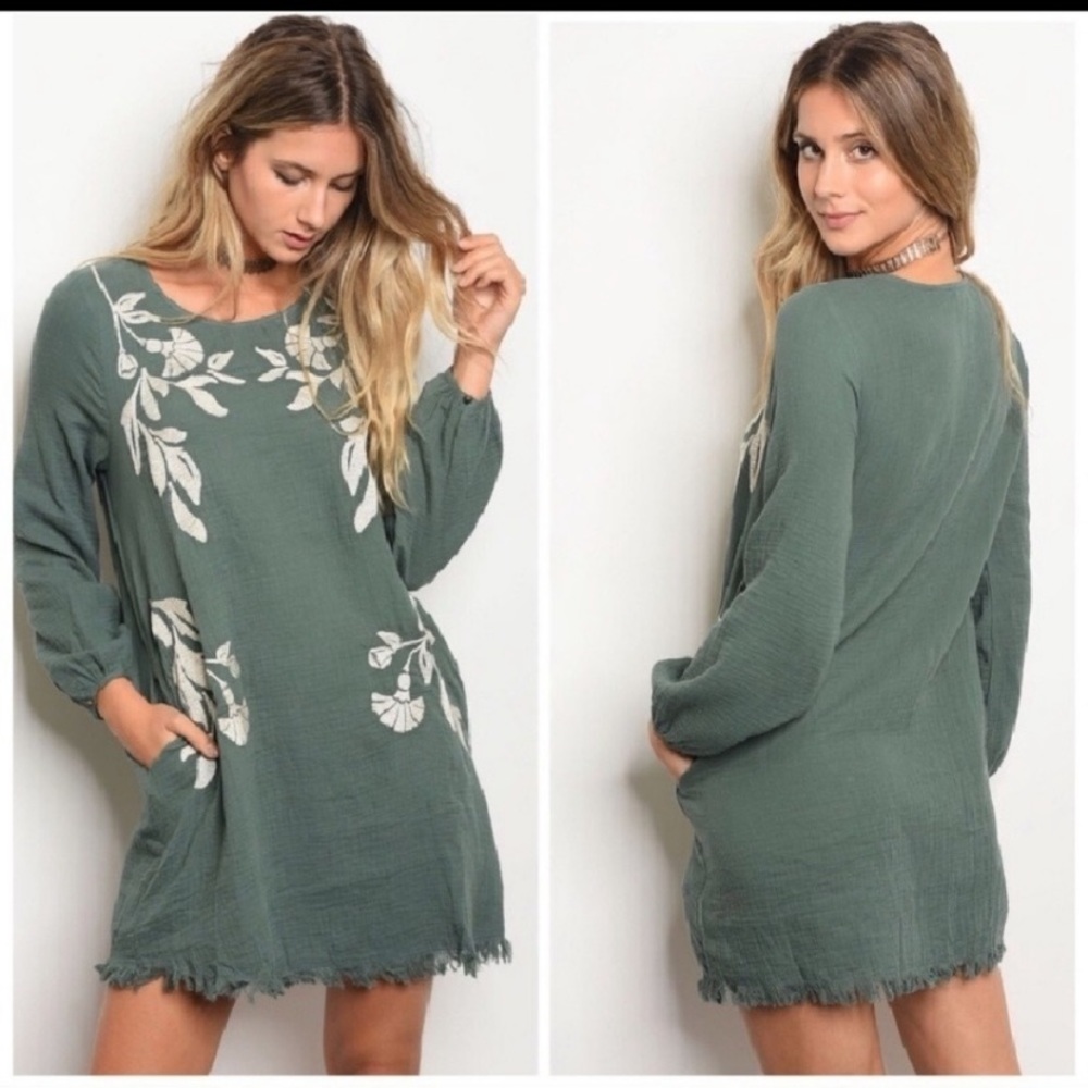 Sage green dress WITH POCKETS